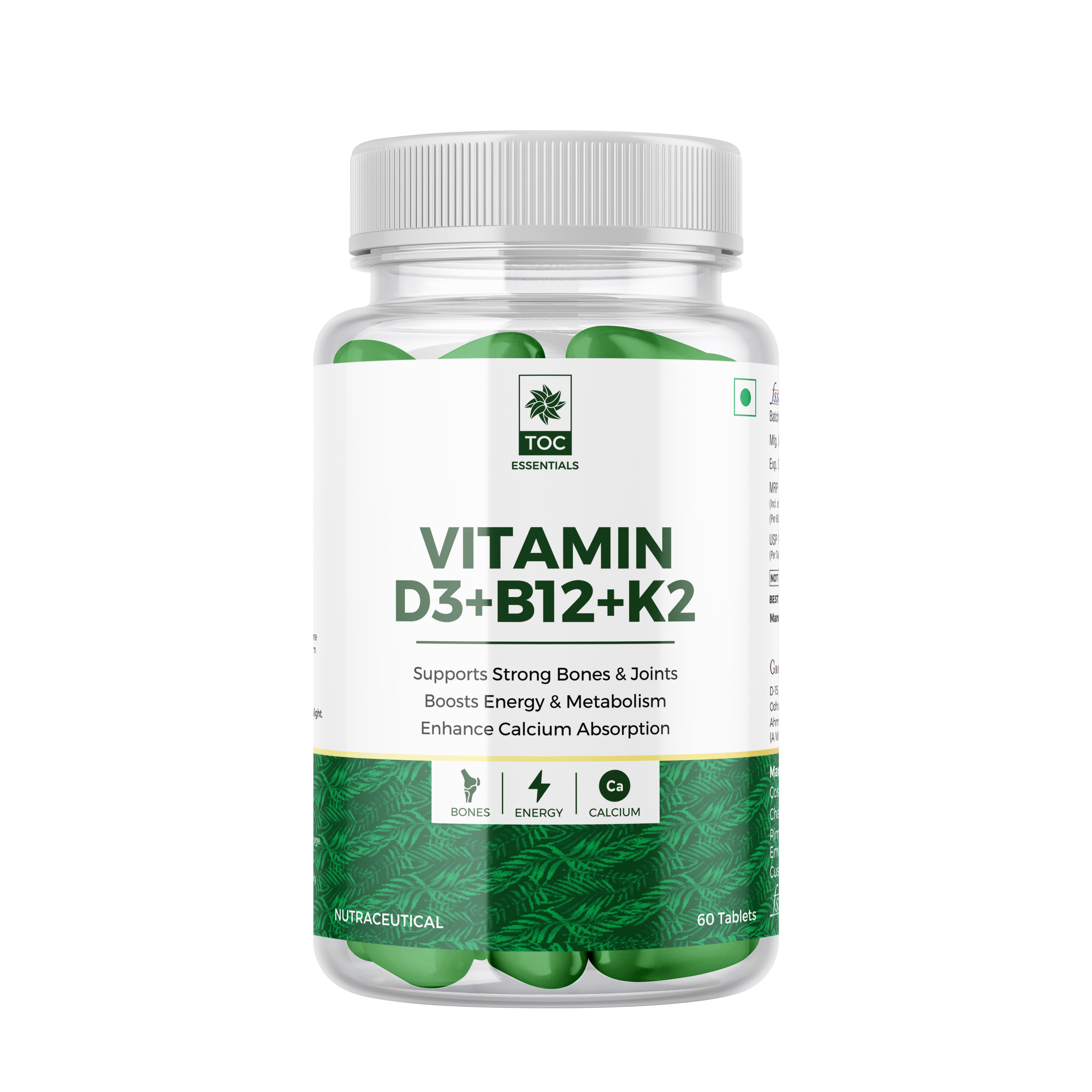 TOC VITAMIN D3+B12+K2 60 TABLETS