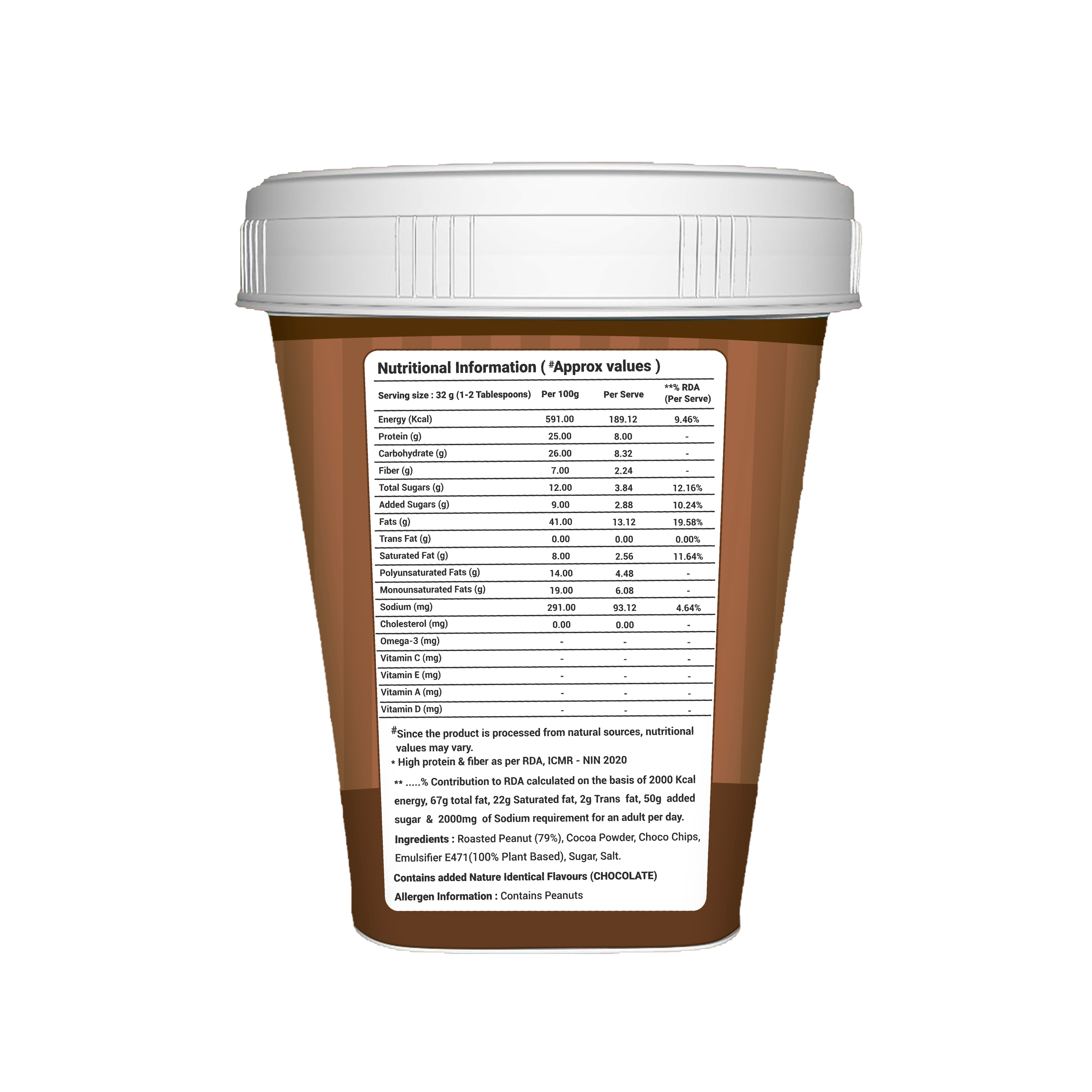TOC HIGH PROTEIN PEANUT BUTTER 1 KG CHOCOLATE CRUNCHY