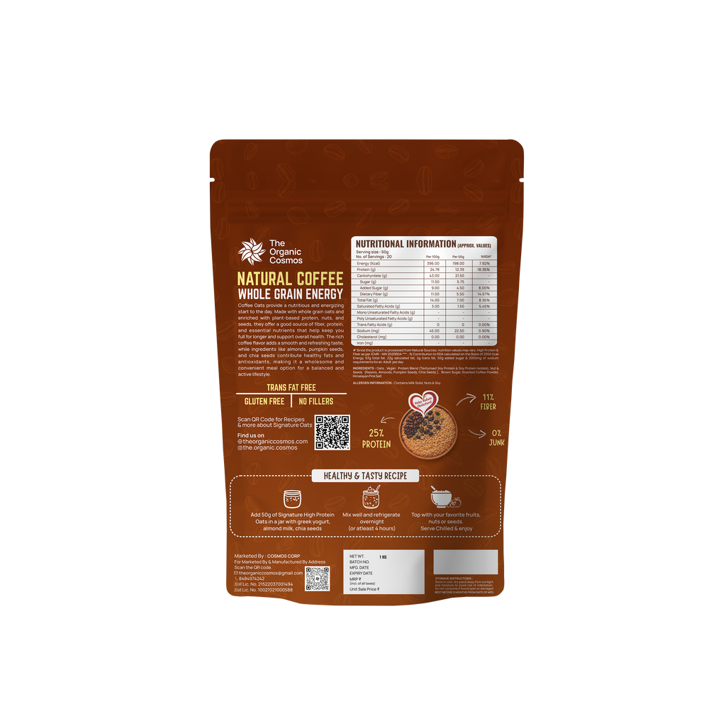 TOC SIGNATURE HIGH PROTEIN OATS 1 KG RICH COFFEE