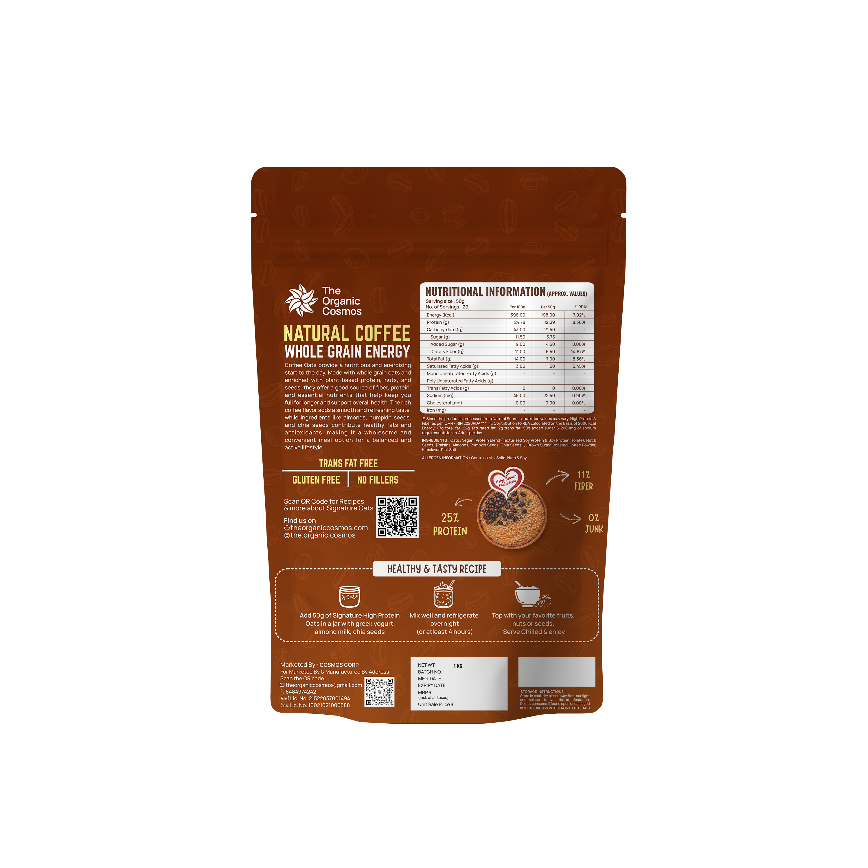TOC SIGNATURE HIGH PROTEIN OATS 1 KG RICH COFFEE
