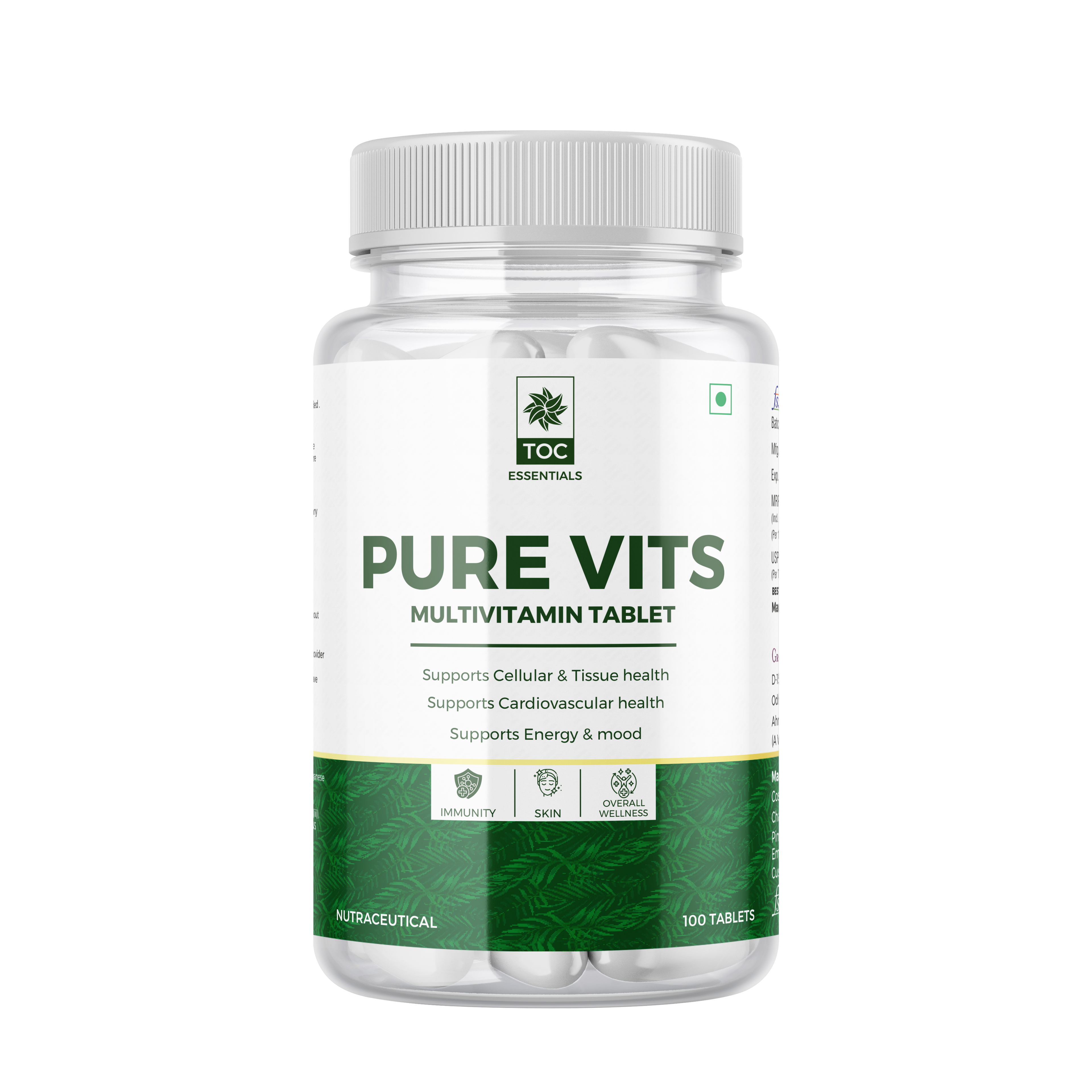 TOC PURE VITS MULTIVITAMIN TABLET 100 TABLETS