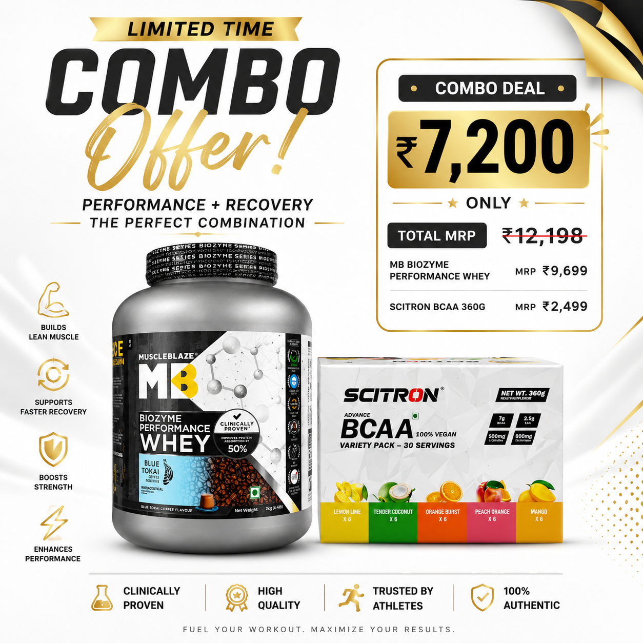 COMBO DEAL MB BIOZYME 2 KGS + SCITRON BCAA 360 GM